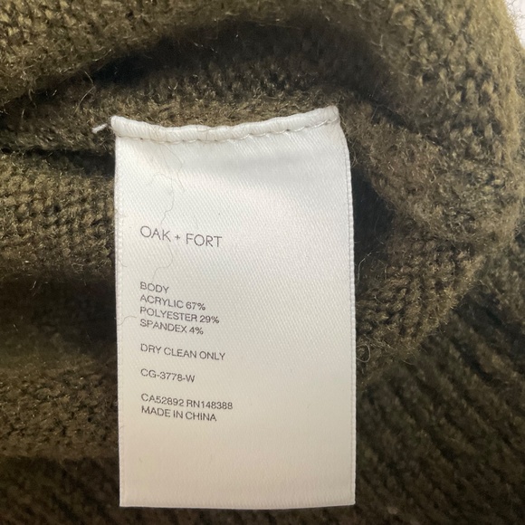 Oak + Fort Cropped Fuzzy V-Neck Cardigan Mossy Green Size Small - Picture 6 of 6